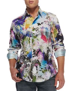 Mens Mack Daddy Floral Print Sport Shirt   Robert Graham   Multi (X LARGE)
