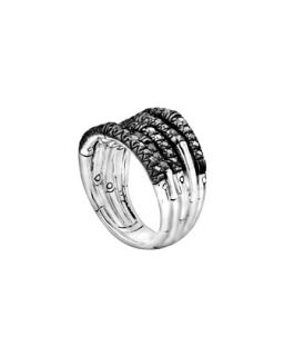 Bamboo Lava Wide Ring with Black Sapphires   John Hardy   Silver (7)