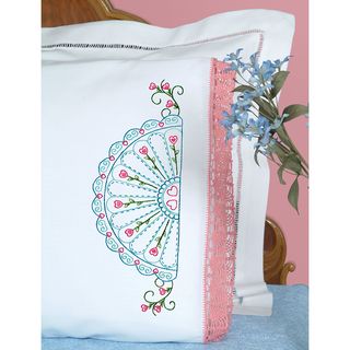 Stamped Pillowcases With Hemstitched Edge 2/pkg fan