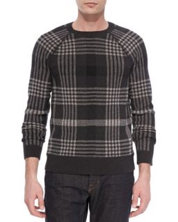 Mens Plaid Wool Blend Sweater   Vince   Coastal (MEDIUM)