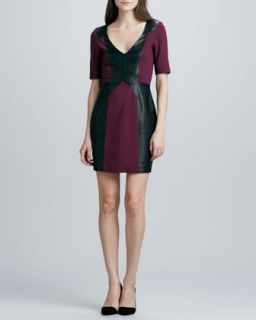 Womens Harriet Leather/Ponte Fitted Dress   Rebecca Minkoff   Galaxy w/Blk