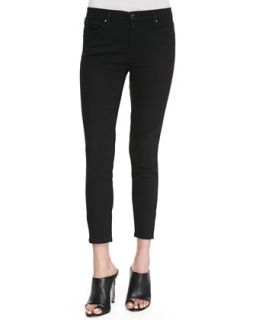 Womens Skinny Cropped Zip Ankle Jeans, Black   Blank   Black (29)