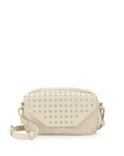 Bagdini Studded Flap Front Crossbody Bag, White   rian