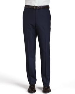 Mens Basic Wool Trousers, Navy   Isaia   (34R)