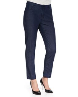 High Waist Slim Jeans, Navy, Womens   Marina Rinaldi   Navy (12W)