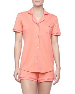Womens Bella Boxer Short Jersey Pajama Set, Coral/Pink   Cosabella   Coral/