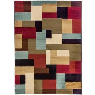 Patchwork Geometric Modern Red Well woven Area Rug (93 X 126)