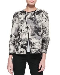 Womens Tiana Graphic Topper Jacket, Black/Multi   Lafayette 148 New York  