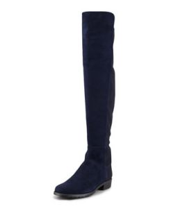 50/50 Wide Suede Stretch Over the Knee Boot, Nice Blue   Stuart Weitzman   Nice