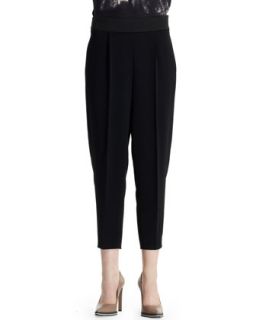 Womens Charlotte Clean Front Stretch Cady Ankle Pants, Black   Stella