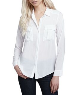 Womens Chest Pocket Shirting Blouse   Splendid   White (LARGE)