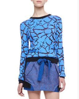 Womens Crackled Jacquard Crew Sweater   Opening Ceremony   Peony blue multi