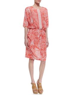 Womens Printed Jewel Neck Dress   Indikka   Poppy (MEDIUM (8 10))