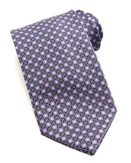 Mens Metallic Flower Circle Silk Tie, Purple   Brioni   Purple