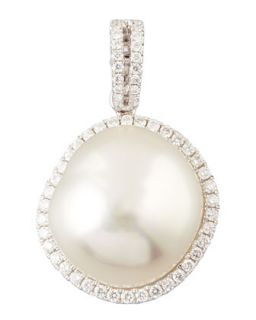 White South Sea Pearl and Diamond Halo Earrings, 0.33 TCW   Eli Jewels   White