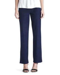 Womens Washable Crepe Straight Leg Pants, Petite   Eileen Fisher   Ink (navy)