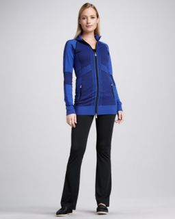 Womens Intarsia Knit Zip Jacket   Blue/Black (SMALL/MEDIUM(4 8))