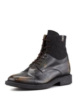 Mens Sanford Camo Leather Boot, Black   7 For All Mankind   Black (9.5D)