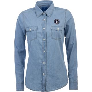 Antigua San Diego Padres Womens Chambray Long Sleeve Button Up Woven Shirt  