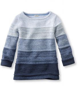 Marled Cotton Sweaters, Three Quarter Sleeve Boatneck Stripe