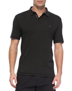 Mens Short Sleeve Peace Logo Polo Shirt, Black   John Varvatos Star USA  