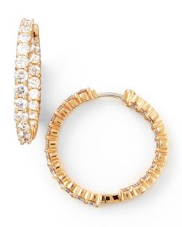 35mm Rose Gold Diamond Hoop Earrings, 3.43ct   Roberto Coin   Gold (35mm ,43ct ,