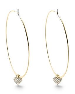 Heart Charm Hoop Earrings, Golden   Michael Kors   Gold