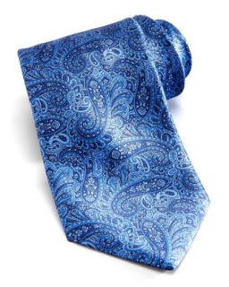 Mens Tonal Paisley Silk Tie, Blue   Stefano Ricci   Blue