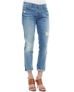 Womens Josefina Super Light Destroyed Cuffed Jeans   7 For All Mankind   Super