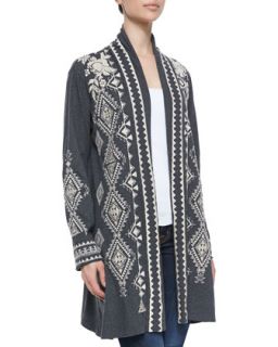 Tulia Embroidered Duster Cardigan, Womens   JWLA for Johnny Was   Charcoal (1X