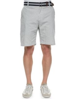 Mens Striped Seersucker Shorts, Navy/White   WRK   Indigo/White (32)