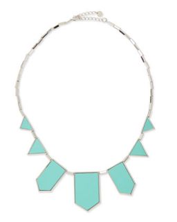 Geometric Leather Inlay Station Necklace, Robins Egg Blue   House of Harlow  