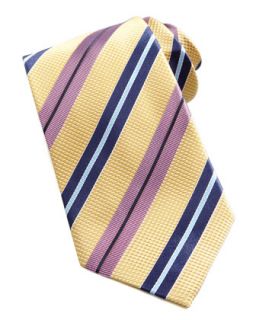 Mens Textured Striped Silk Tie, Yellow   Ermenegildo Zegna   Yellow