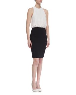 Womens Contrast Halter Dress, Black/White   LAgence   White/Black (6)