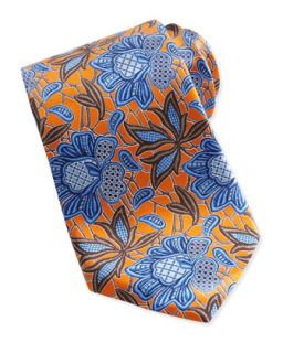 Mens Oversize Flower Tie, Orange   Ermenegildo Zegna   Orange