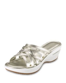 Air Ezra Strappy Wedge, White Gold   Cole Haan   White gold (37.5AA/7.5AA)