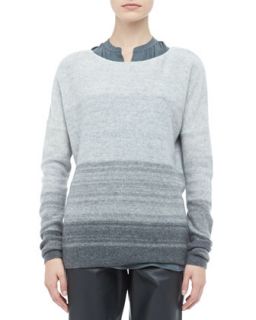 Womens Degrade Cashmere Long Sleeve Sweater   Vince   Mid grey combo (MEDIUM)