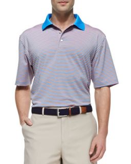 Mens E4 Striped Polo with Contrast Collar   Peter Millar   Blue (LARGE)