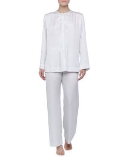 Womens Laundered Satin Pajama Set, Dew   Donna Karan   Dew (light grey) (SMALL)