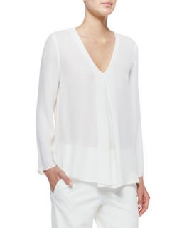 Womens Trent V Neck Georgette Blouse   Theory   Ivory.c05 (SMALL)