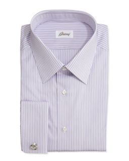 Mens Rope Stripe French Cuff Shirt, Purple   Brioni   Purple (44/17.5L)