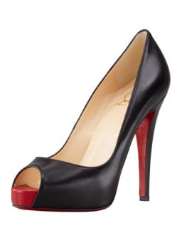 Very Prive Leather Platform Red Sole Pump, Black   Christian Louboutin  