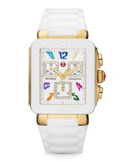 Park Jelly Bean Carousel Watch, White/Yellow Golden   MICHELE   Gold/White