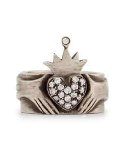 Modern Winged Claddagh Band Ring with Diamonds   Irit Design   (6)