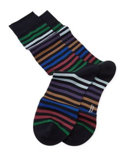 Mens Multicolor Striped Socks, Dark Blue   Pantherella   Dk blue