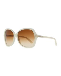 Plastic Square Sunglasses, Ivory   Tom Ford   Ivory