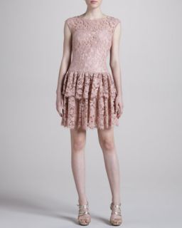 Womens Cap Sleeve Lace Cocktail Dress   Notte by Marchesa   Blush (10)