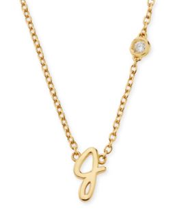 J Initial Pendant Necklace with Diamond   SHY by Sydney Evan   Gold