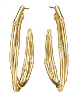 18k Gold Interlocking Bamboo Hoop Earrings, Large   John Hardy   Gold (18k ,