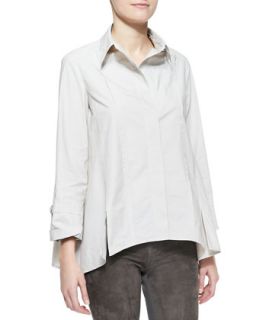 Womens Long Sleeve Button Up Cotton Shirt, Dust   Donna Karan   Dust (10)